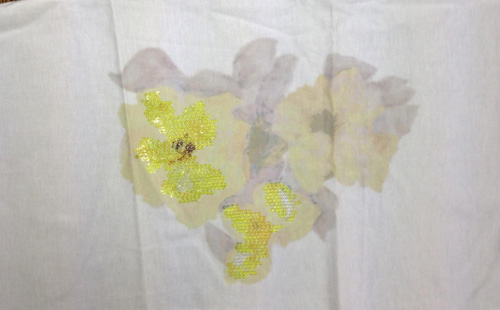 スパンコール刺繍の上から花柄の昇華転写｜ギャラリー｜かまだプリント